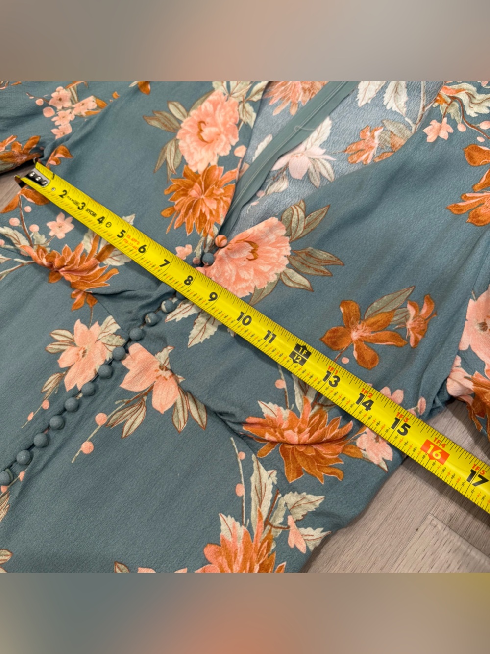 Petal & Pup Teal Floral Maxi Dress Retro Boho Cottagecore Size Large - Picture 8 of 12